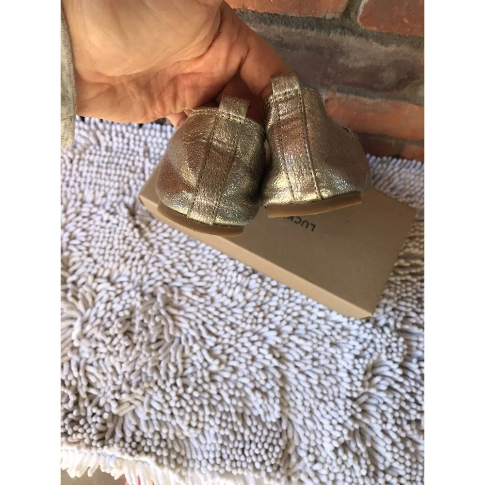 Lucky Brand girls ballet metallic silver 4 M youth big girls shoes